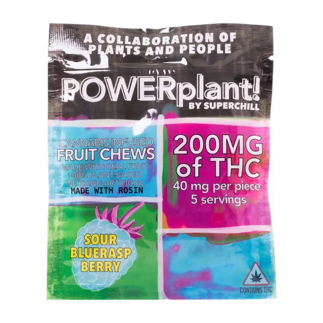 Powerplant By Superchill | 200mg Rosin Infused Fruit Chews | Vegan | Sour Stawberry